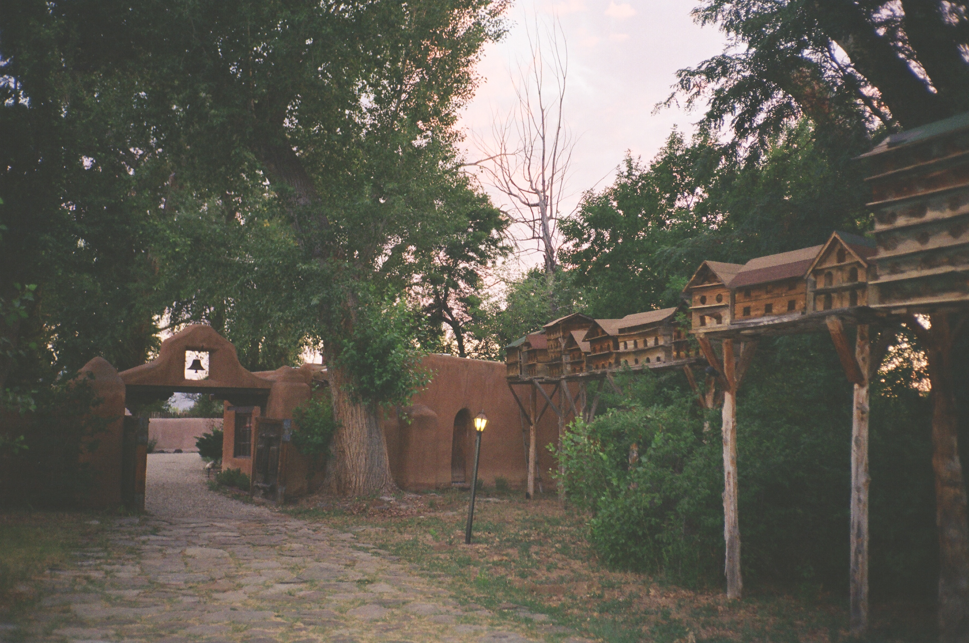 the gate and courtyard at the mabel house